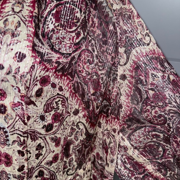 Johnny Was Jade Tunic Bilbao Paisley Sheer Metallic Silk Blend Boho XL Loose Fit - Picture 6 of 12